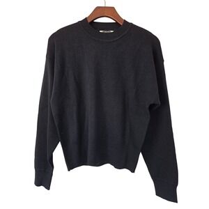 Madewell Sweater‎ Merino Wool Silk Blend Crewneck Women S Black NWOT $138 MA550